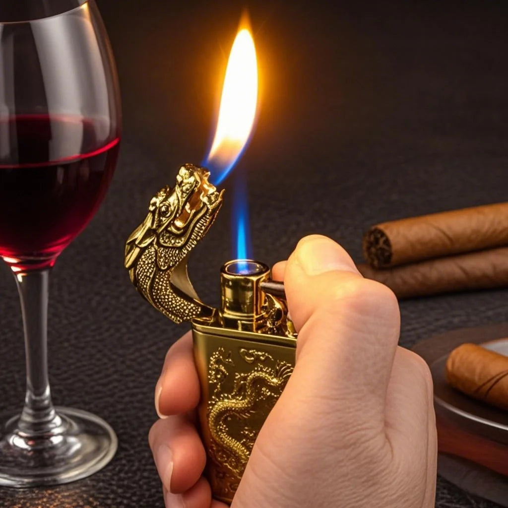 3D Dragon Windproof Double Flame Jet Lighter – Refillable Metal Torch | Unique Gift for Men