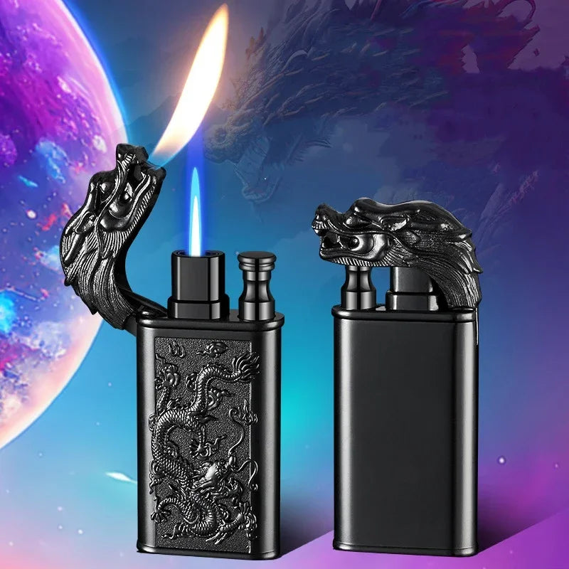 3D Dragon Windproof Double Flame Jet Lighter – Refillable Metal Torch | Unique Gift for Men
