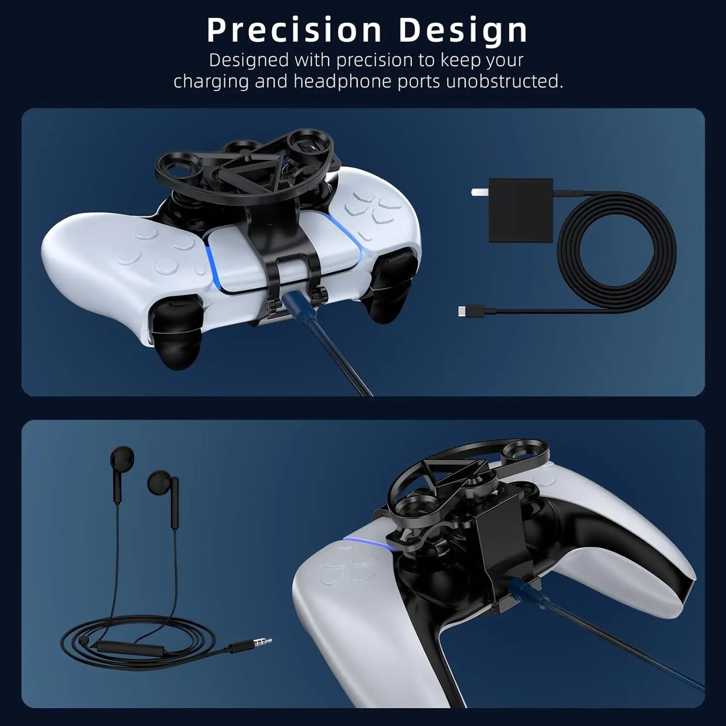 GAMINJA Mini Racing Steering Wheel Attachment for PS5 Controller – Gaming Accessory for PlayStation 5 Racing Games