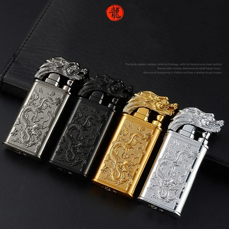 3D Dragon Windproof Double Flame Jet Lighter – Refillable Metal Torch | Unique Gift for Men