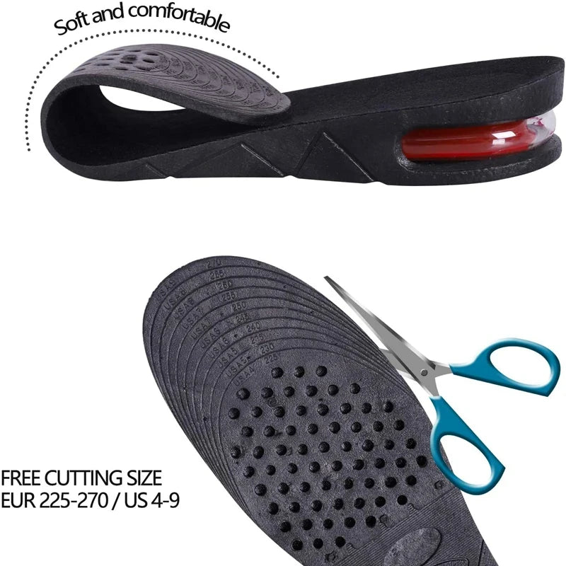 Adjustable Height Increase Insoles – 3–9cm Air Cushion Elevator Shoe Inserts for Men & Women