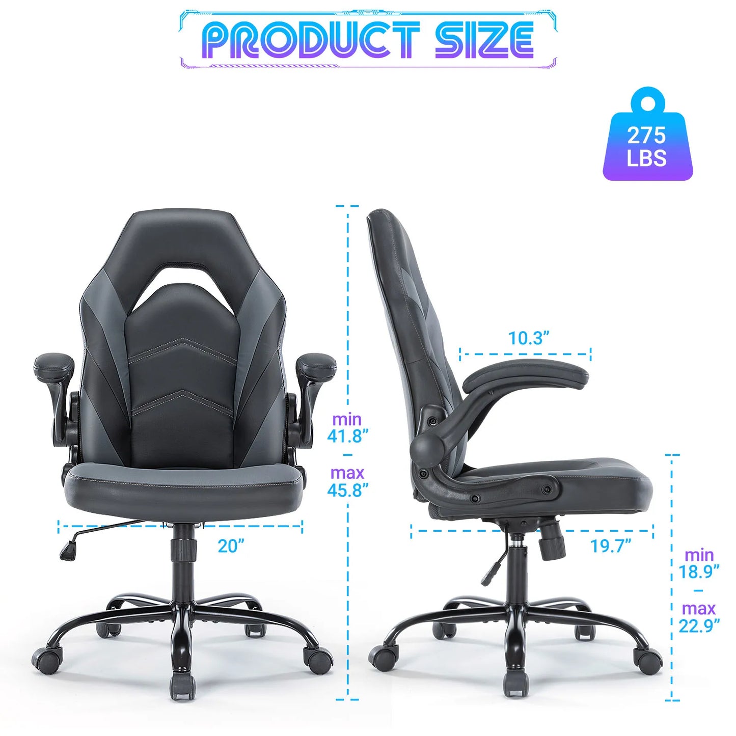 JHK Ergonomic Gaming & Office Chair – Adjustable PU Leather Racing Seat with Flip-Up Armrests | Ideal for Home, Work & Christmas Gift