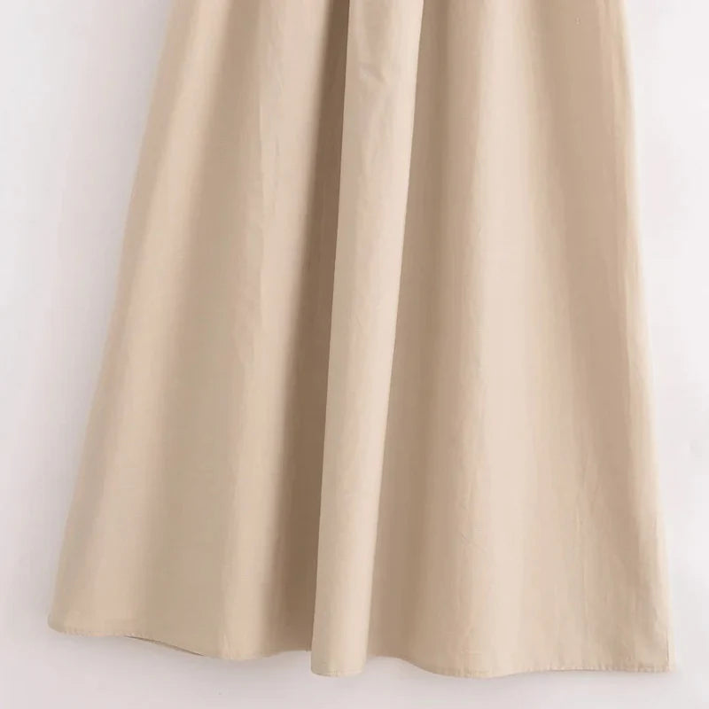 TRAF Khaki & Black Elegant Long Dresses 2025 – Women’s Spring Sleeveless Y2K Casual Party Vestidos