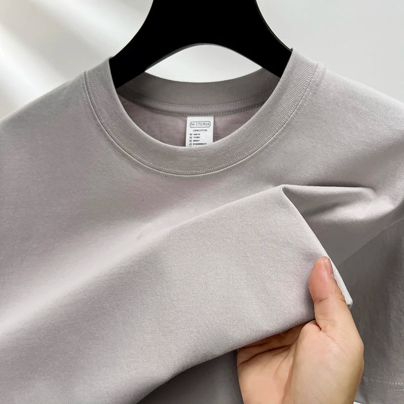 Pure Cotton Men’s High-End Summer Short Sleeve Round Neck Breathable T-Shirt
