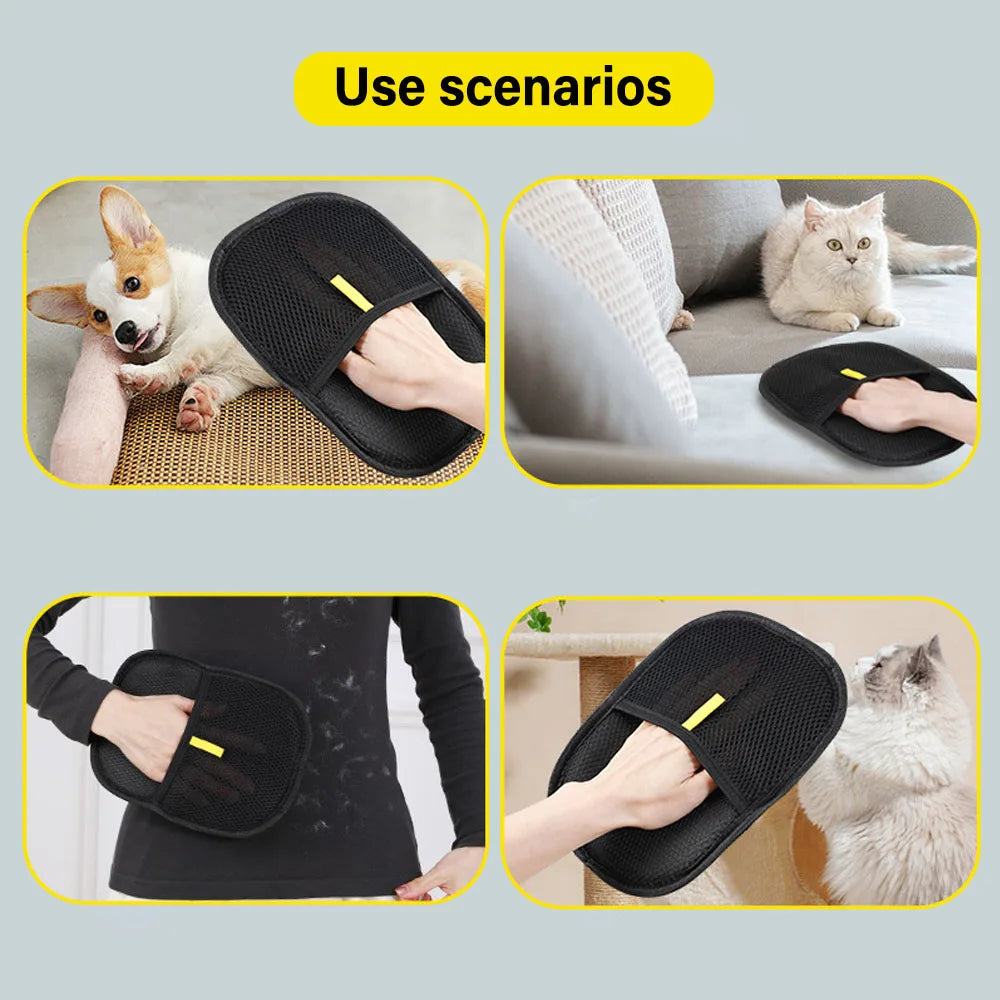Pet Grooming & Hair Removal Glove โ Easily Remove Loose Fur from Pets, Furniture & Clothes