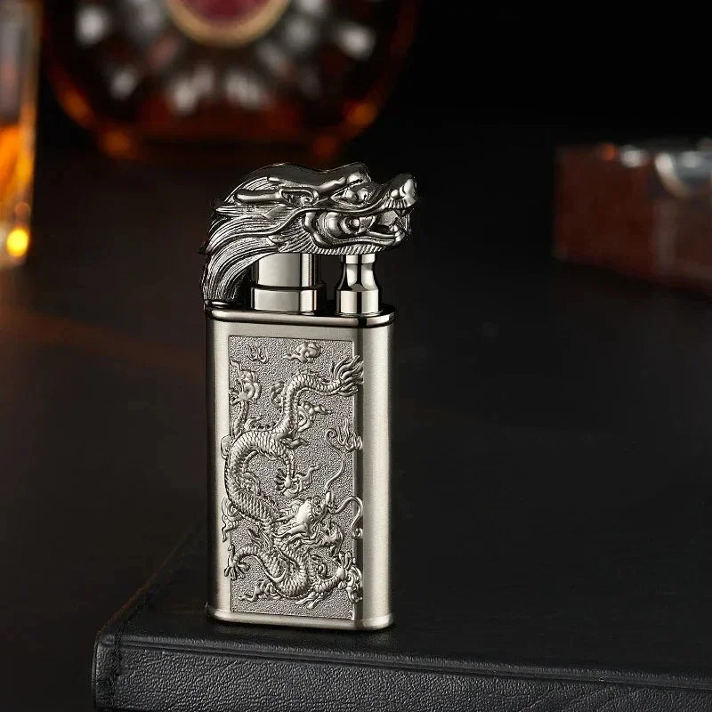 3D Dragon Windproof Double Flame Jet Lighter – Refillable Metal Torch | Unique Gift for Men