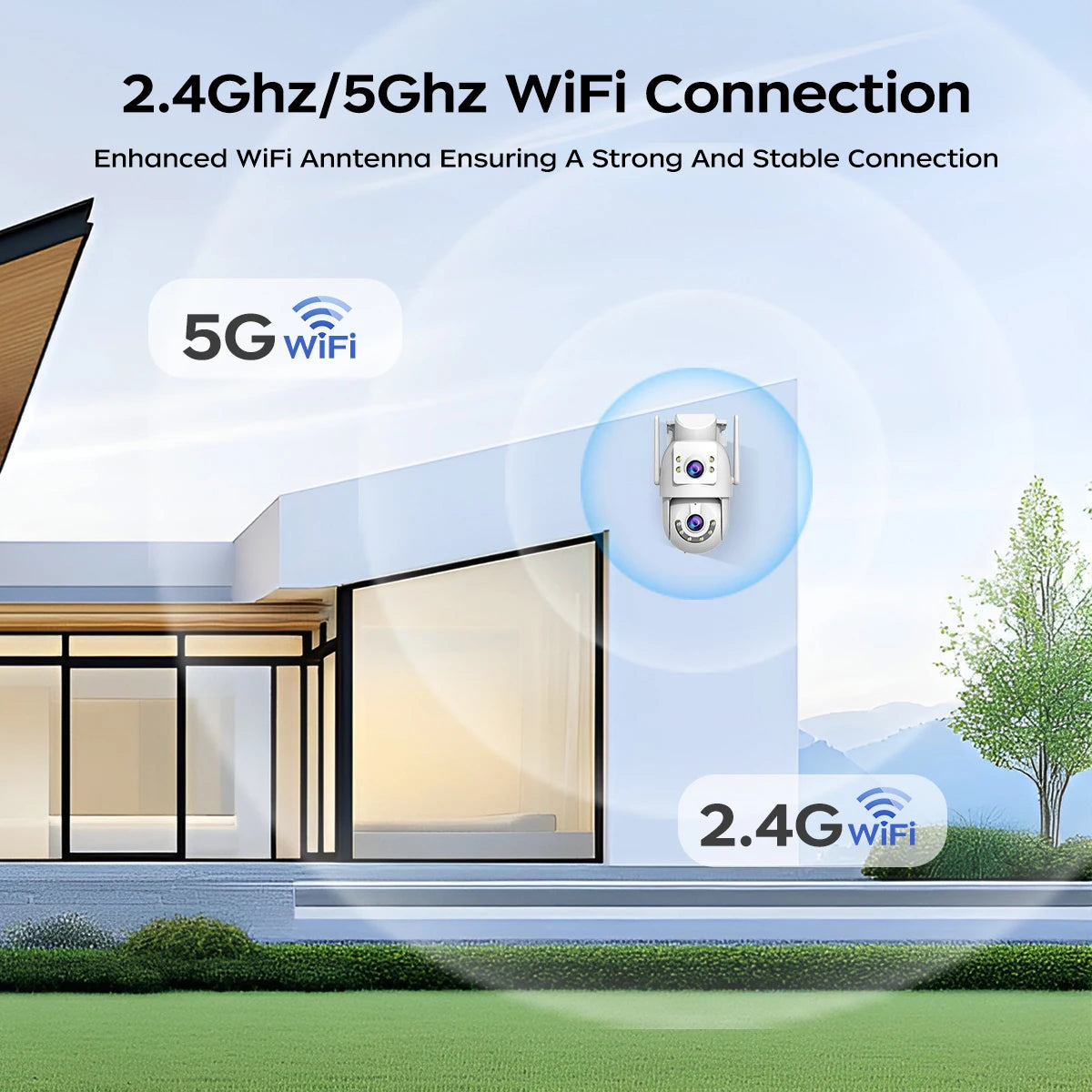 Jooan 4K 8MP Dual Lens Outdoor WiFi PTZ Security Camera – 5G WiFi, 5X Zoom, AI Auto-Tracking, Night Vision
