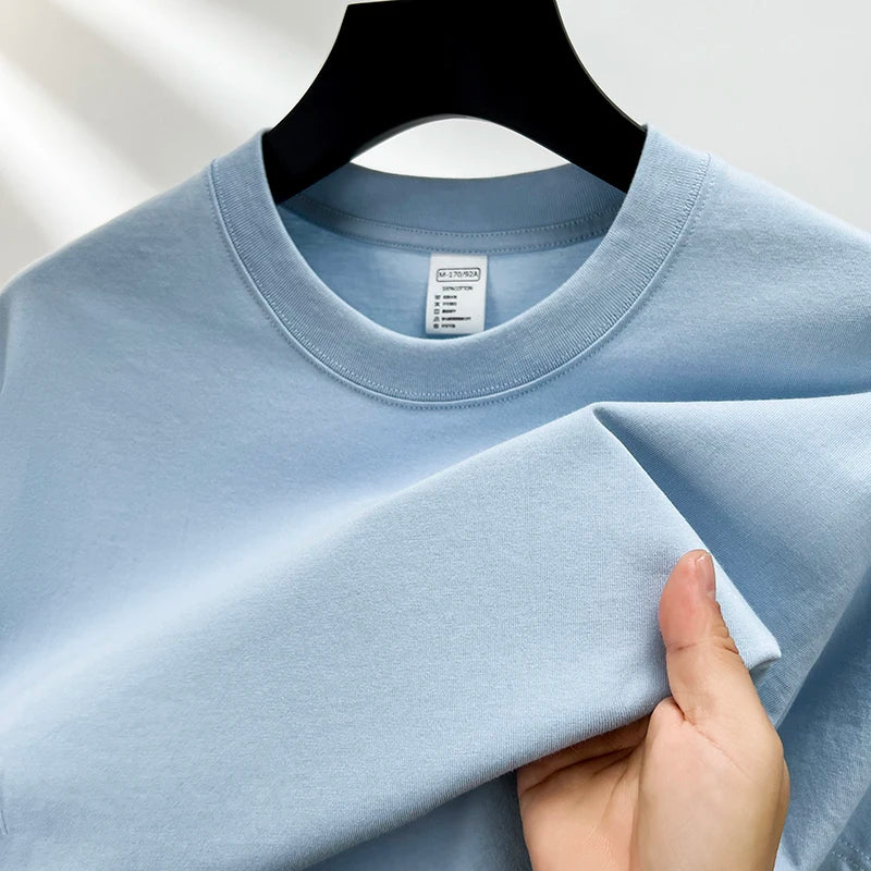 Pure Cotton Men’s High-End Summer Short Sleeve Round Neck Breathable T-Shirt