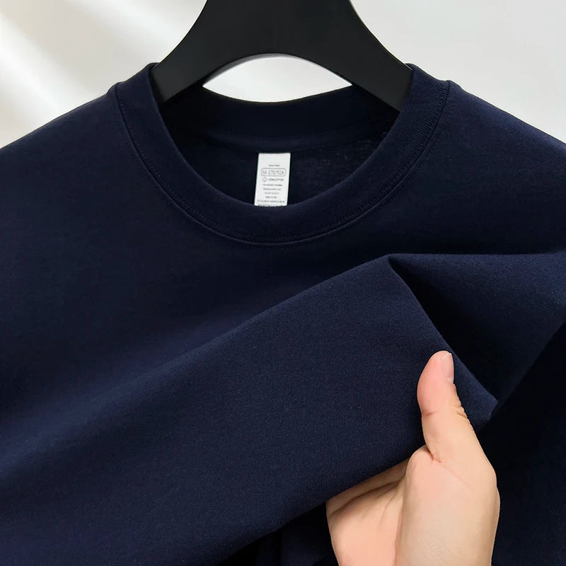 Pure Cotton Men’s High-End Summer Short Sleeve Round Neck Breathable T-Shirt