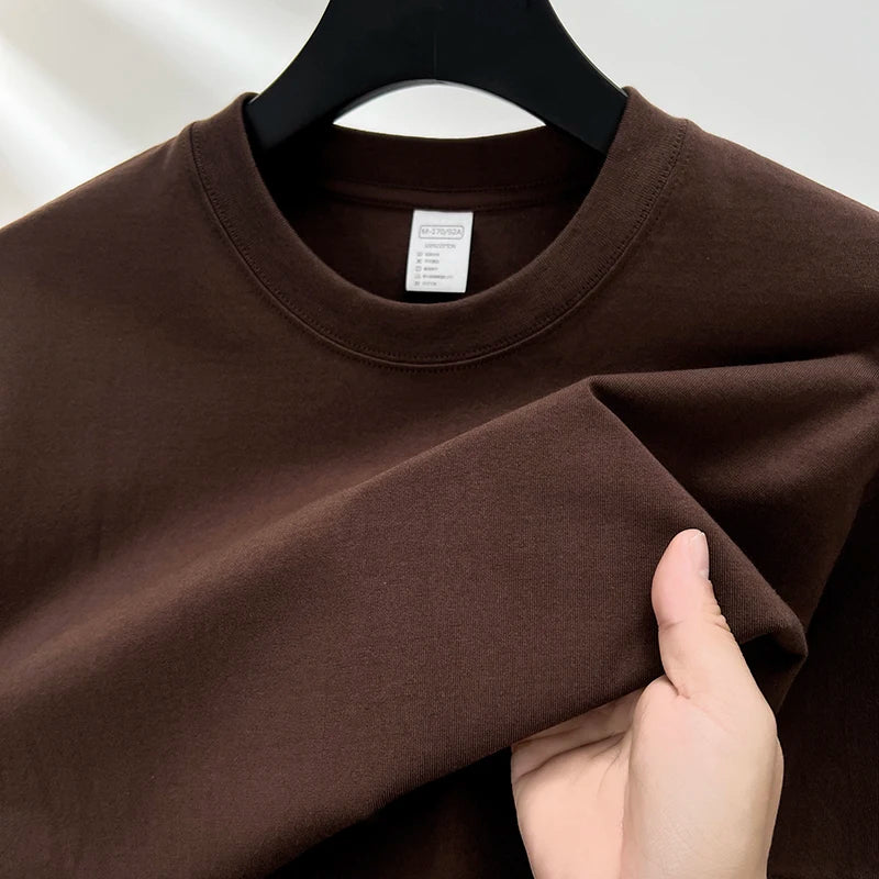 Pure Cotton Men’s High-End Summer Short Sleeve Round Neck Breathable T-Shirt