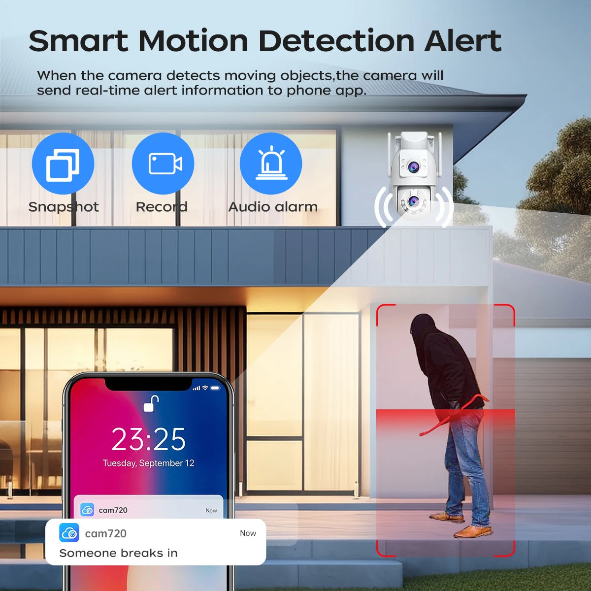 Jooan 4K 8MP Dual Lens Outdoor WiFi PTZ Security Camera – 5G WiFi, 5X Zoom, AI Auto-Tracking, Night Vision