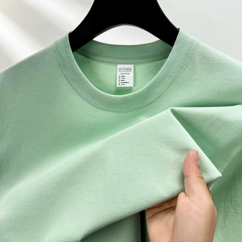 Pure Cotton Men’s High-End Summer Short Sleeve Round Neck Breathable T-Shirt