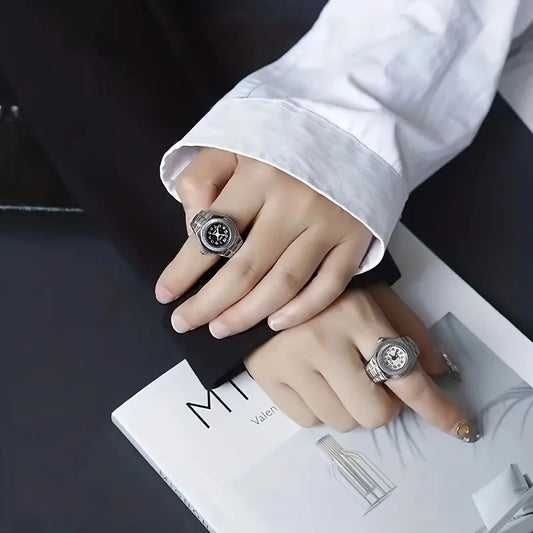 Minimalist Finger Ring Watch – Retro Mini Design for Men & Women | Trendy & Ultra-Compact Timepiece