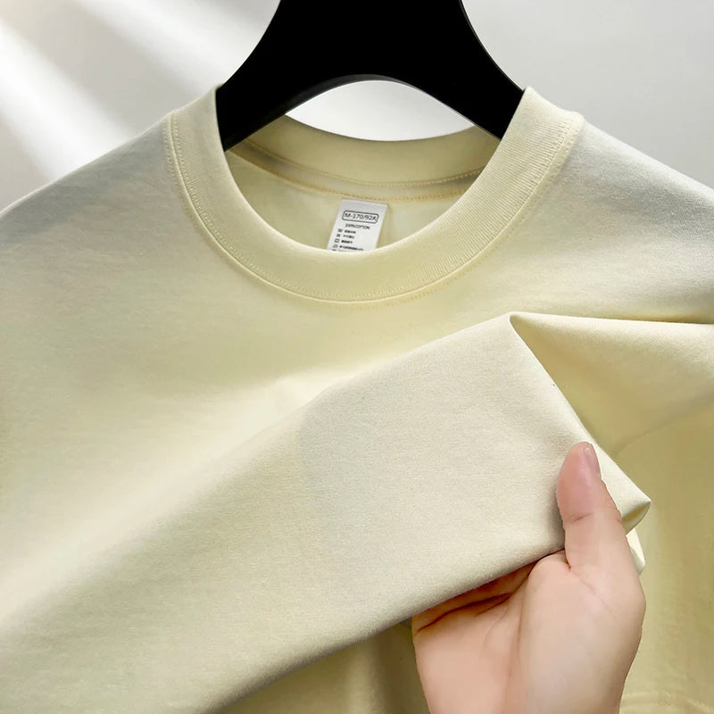 Pure Cotton Men’s High-End Summer Short Sleeve Round Neck Breathable T-Shirt