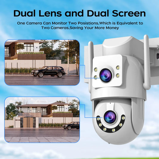 Jooan 4K 8MP Dual Lens Outdoor WiFi PTZ Security Camera – 5G WiFi, 5X Zoom, AI Auto-Tracking, Night Vision