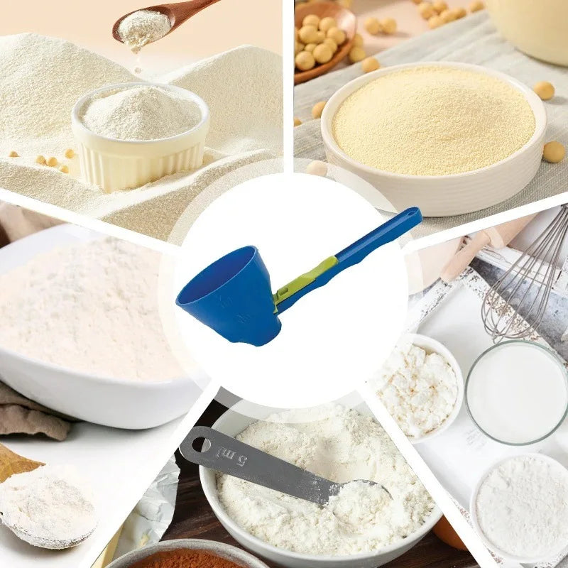 Mess-Free Protein Powder Scoop with Sliding Funnel – Durable PP Material, Easy Pour Supplement Dispenser for Kitchen & Fitness Use
