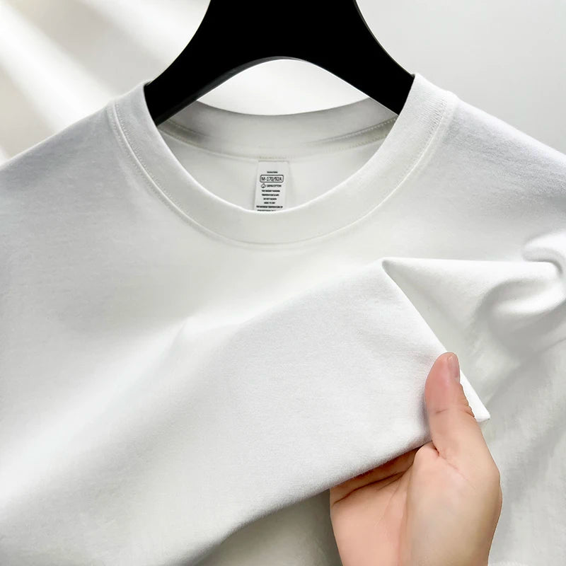 Pure Cotton Men’s High-End Summer Short Sleeve Round Neck Breathable T-Shirt