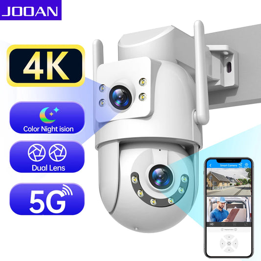 Jooan 4K 8MP Dual Lens Outdoor WiFi PTZ Security Camera – 5G WiFi, 5X Zoom, AI Auto-Tracking, Night Vision
