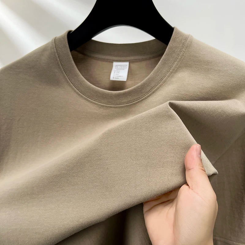 Pure Cotton Men’s High-End Summer Short Sleeve Round Neck Breathable T-Shirt