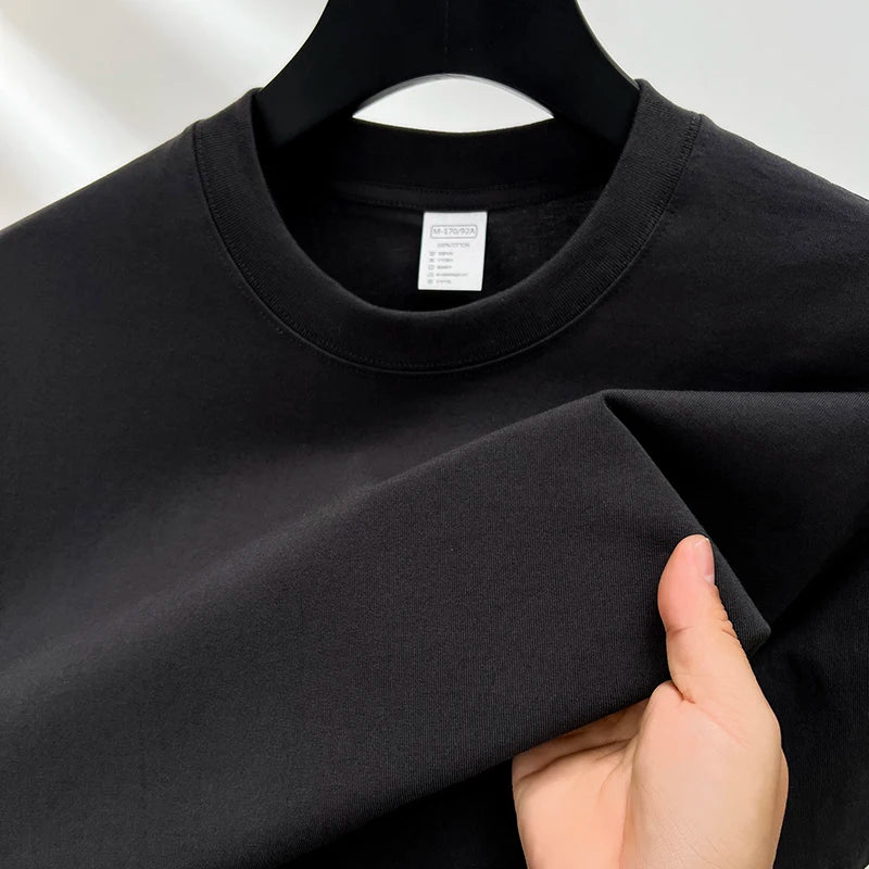 Pure Cotton Men’s High-End Summer Short Sleeve Round Neck Breathable T-Shirt