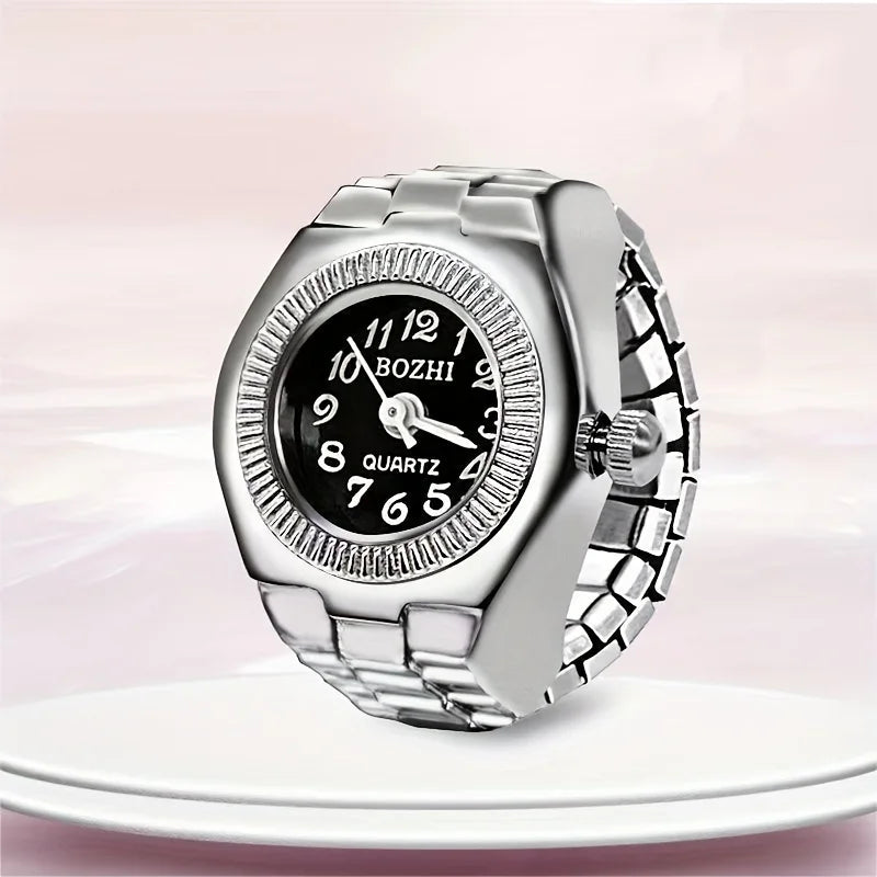 Minimalist Finger Ring Watch – Retro Mini Design for Men & Women | Trendy & Ultra-Compact Timepiece