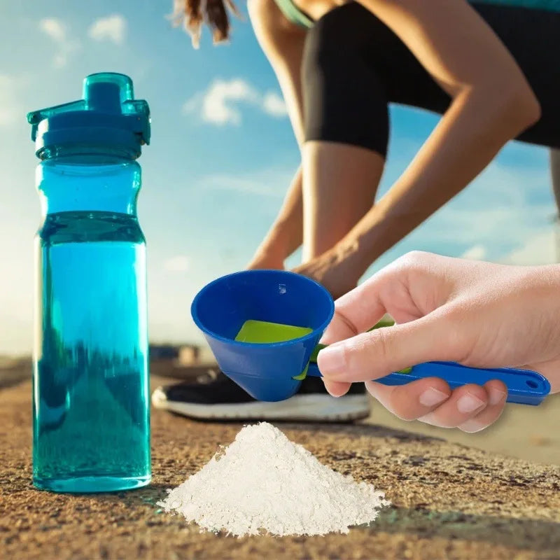 Mess-Free Protein Powder Scoop with Sliding Funnel – Durable PP Material, Easy Pour Supplement Dispenser for Kitchen & Fitness Use