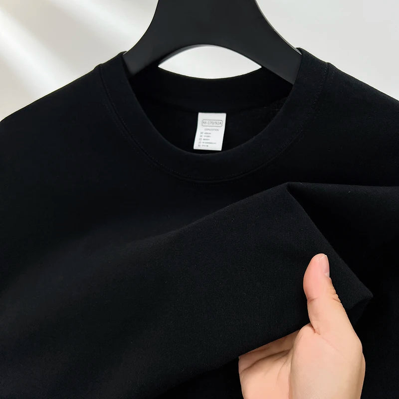 Pure Cotton Men’s High-End Summer Short Sleeve Round Neck Breathable T-Shirt