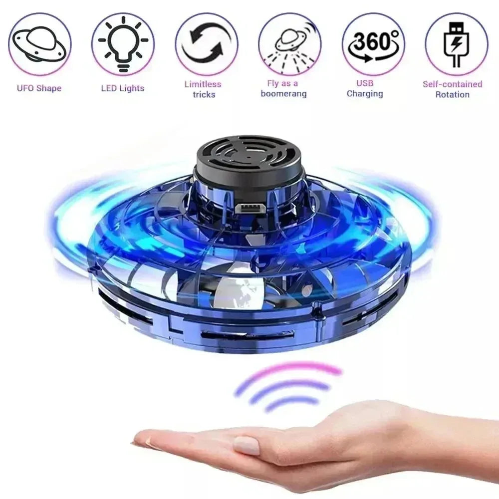 LED Flying Spinner UFO Toy – Rechargeable Mini Drone Hover Ball for Kids & Adults | Hand-Controlled Flying Gyro Aircraft